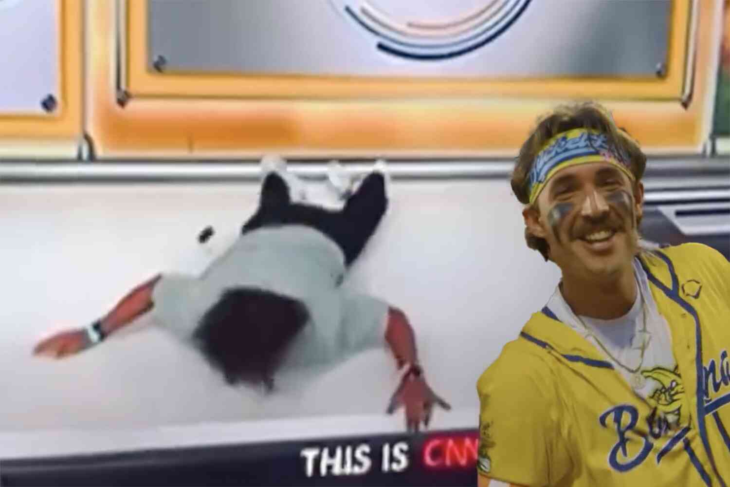 Thumbnail for Savannah Bananas player biffs backflip live on CNN