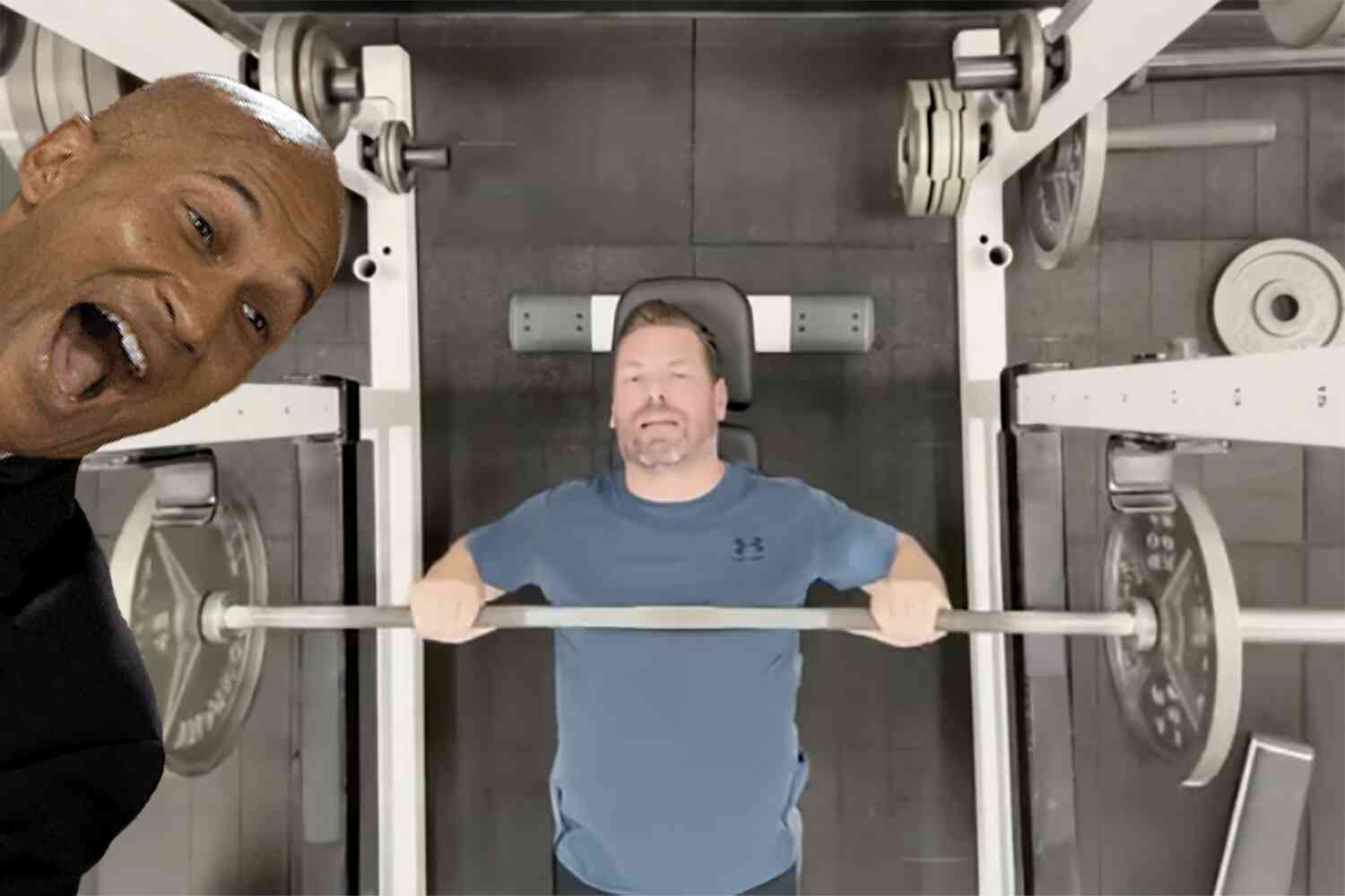 Thumbnail for Eric Swalwell records video of himself bench-pressing 135 pounds