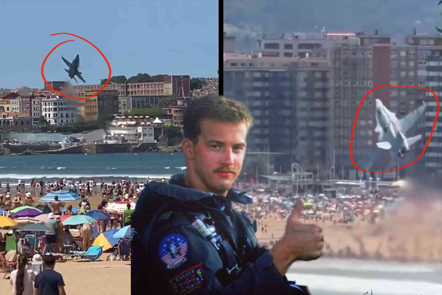 Thumbnail for This Spanish pilot got a little too close to the crowds with his F-18 Hornet yesterday 😬
