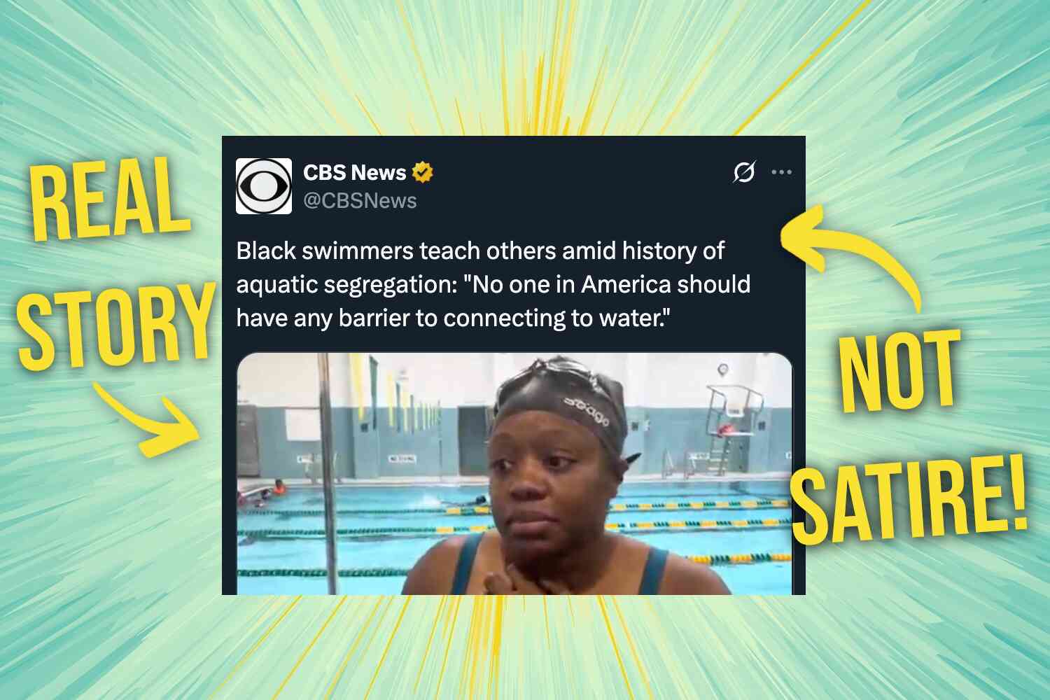 Thumbnail for CBS News runs story about black people and "aquatic segregation" 🤣