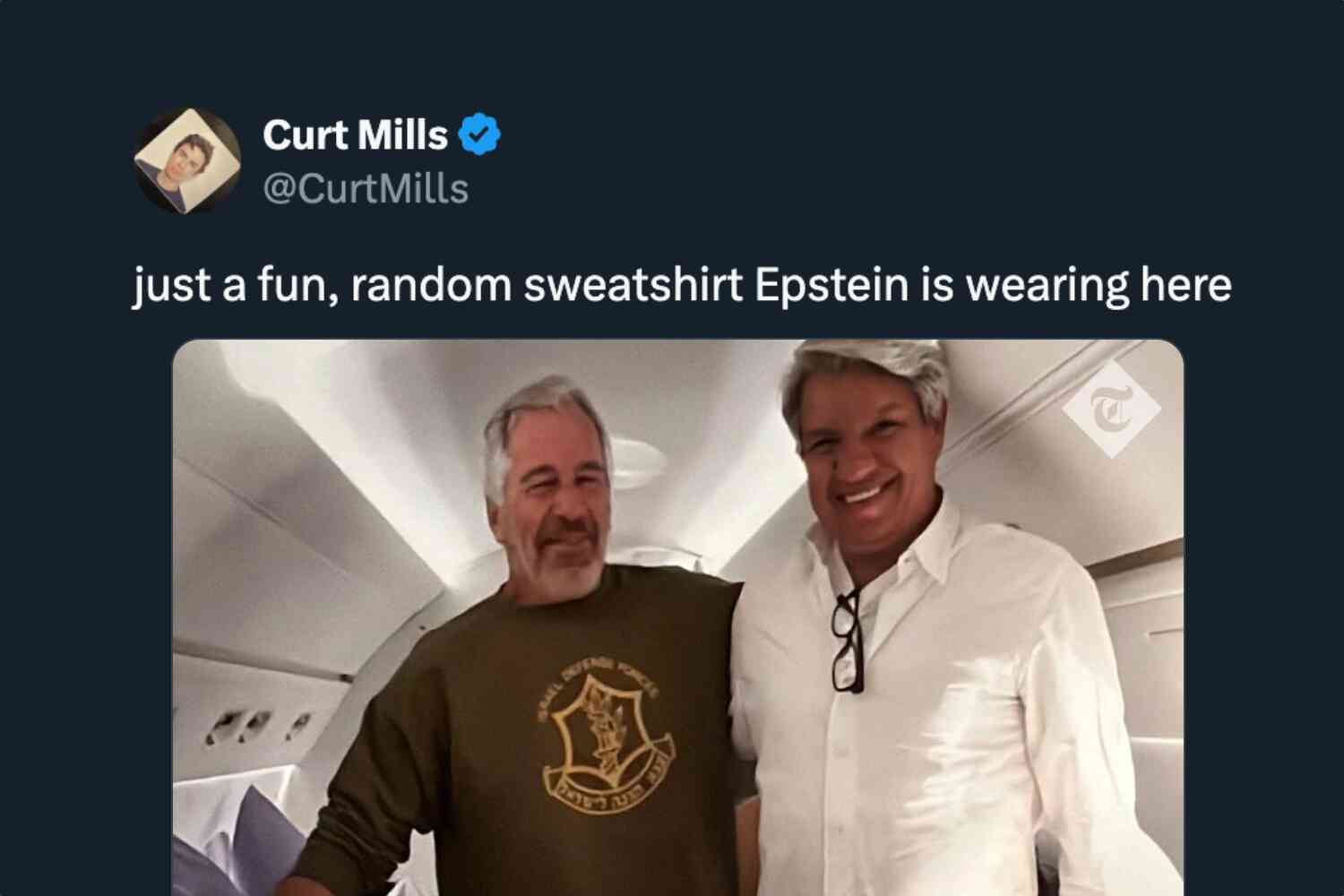 Thumbnail for The Telegraph publishes pics showing Bill Clinton and Jeffrey Epstein in Israel Defense Force shirt, along with testimony of former butler