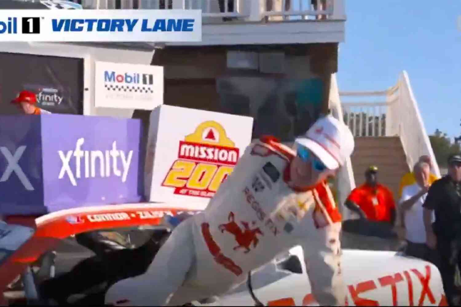 Thumbnail for This NASCAR driver KO'd himself by falling out of his car while celebrating in Victory Lane