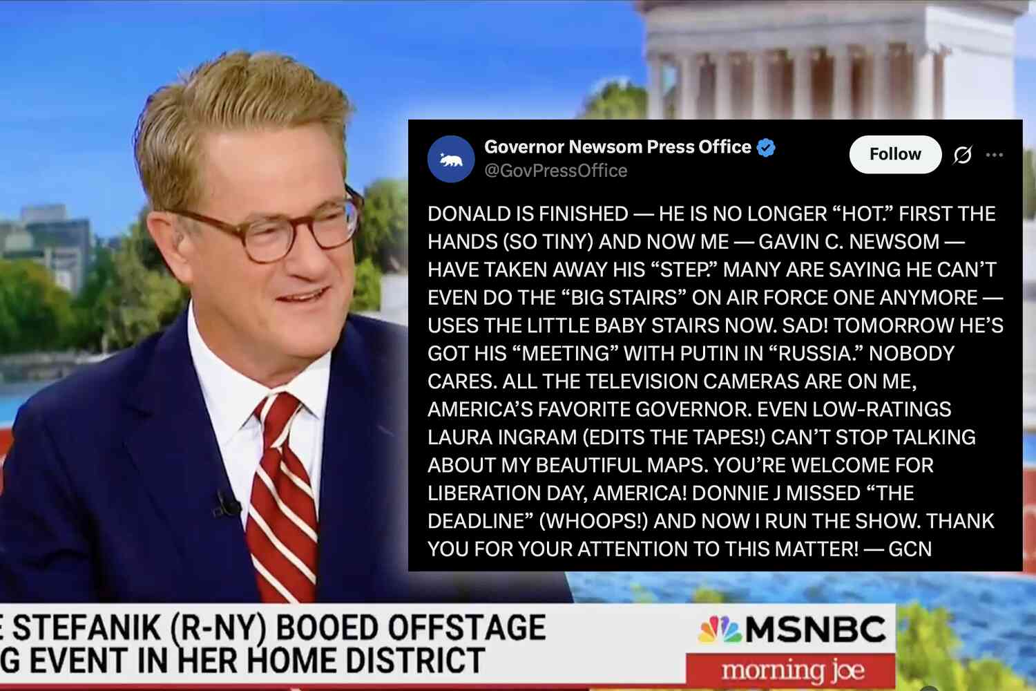 Thumbnail for MSNBC calls Newsom's imitation of Trump "embarrassing" for Democratic Party