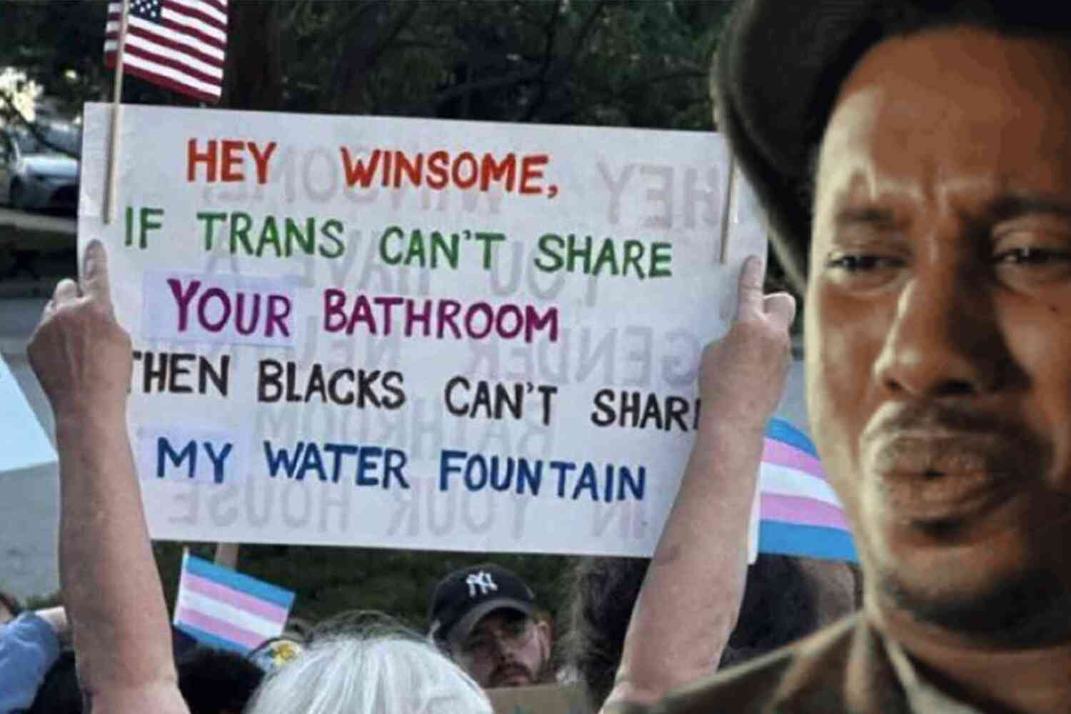 Thumbnail for A liberal white woman brought this sign to protest Virginia's black lieutenant governor
