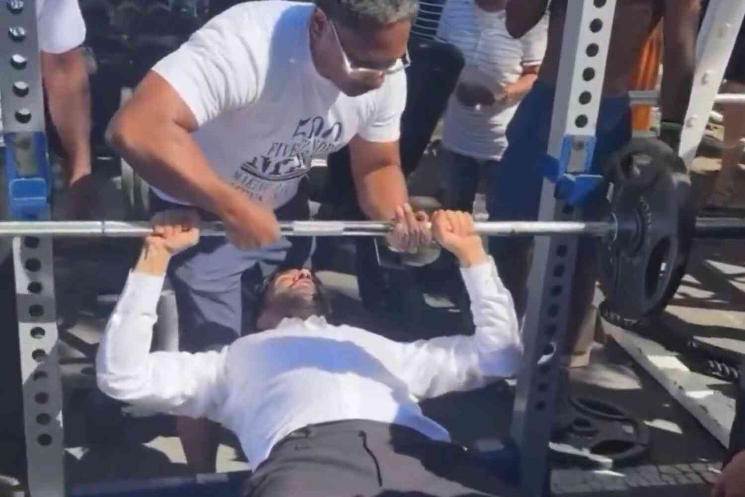 Thumbnail for Mamdani Benches 135 Twice With Spotter 💪 🤣
