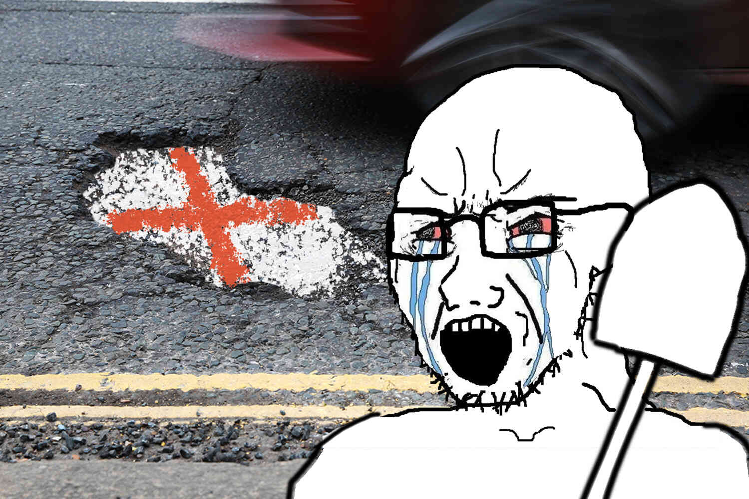 Thumbnail for Brit Paints English Flags On Potholes To Get Government To Fix Them