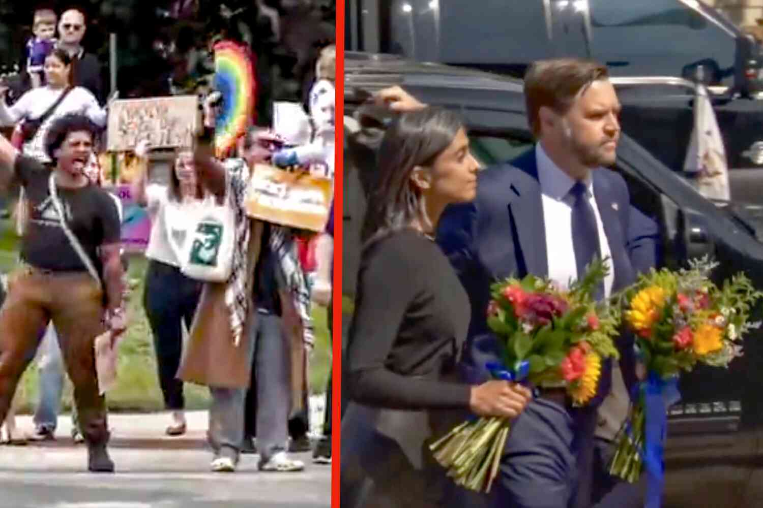 Thumbnail for Woke protesters heckled JD Vance while he paid respects to the Catholic school shooting victims