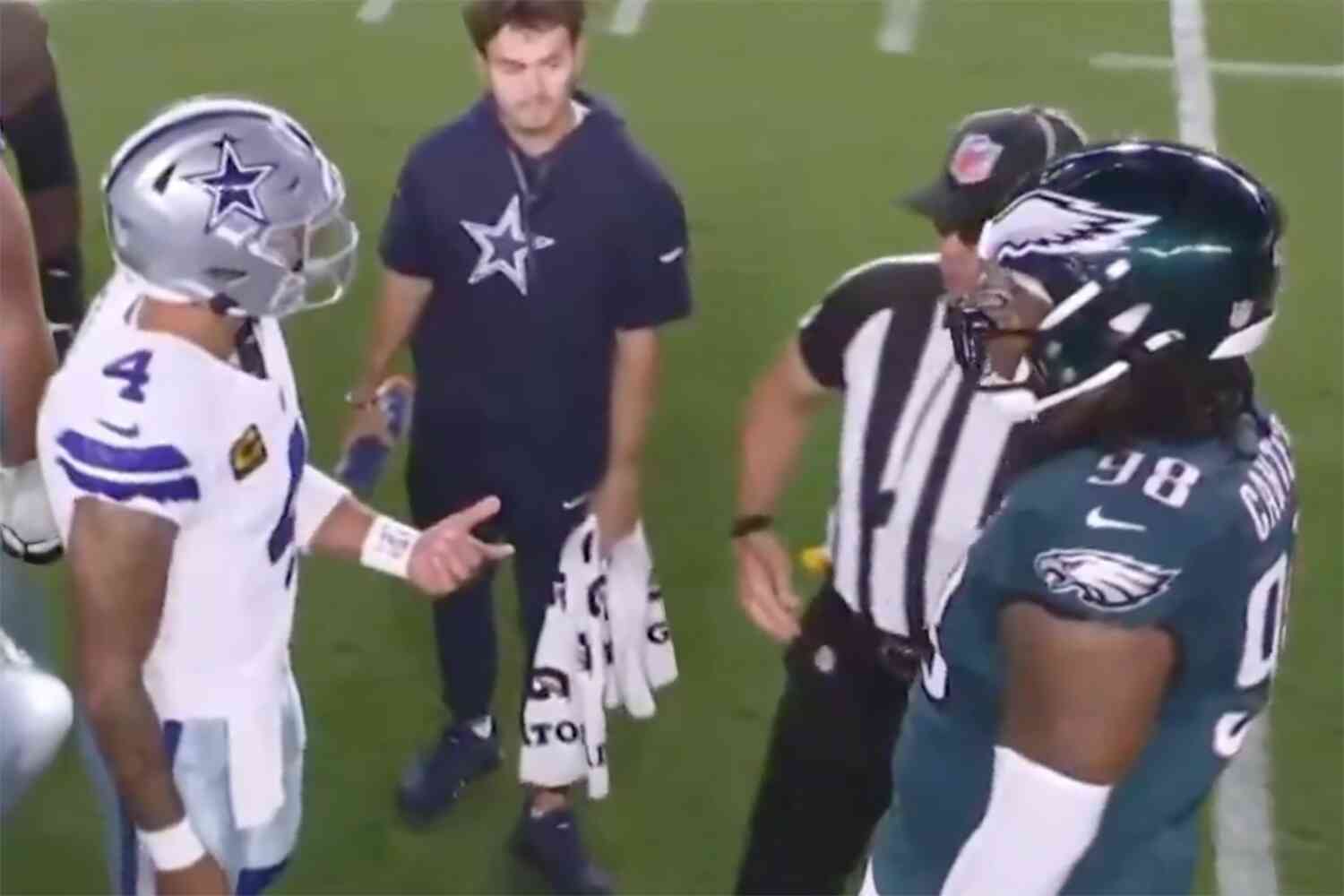 Thumbnail for On the very first play of the NFL season, an Eagles defender was ejected for spitting on the Cowboys' quarterback