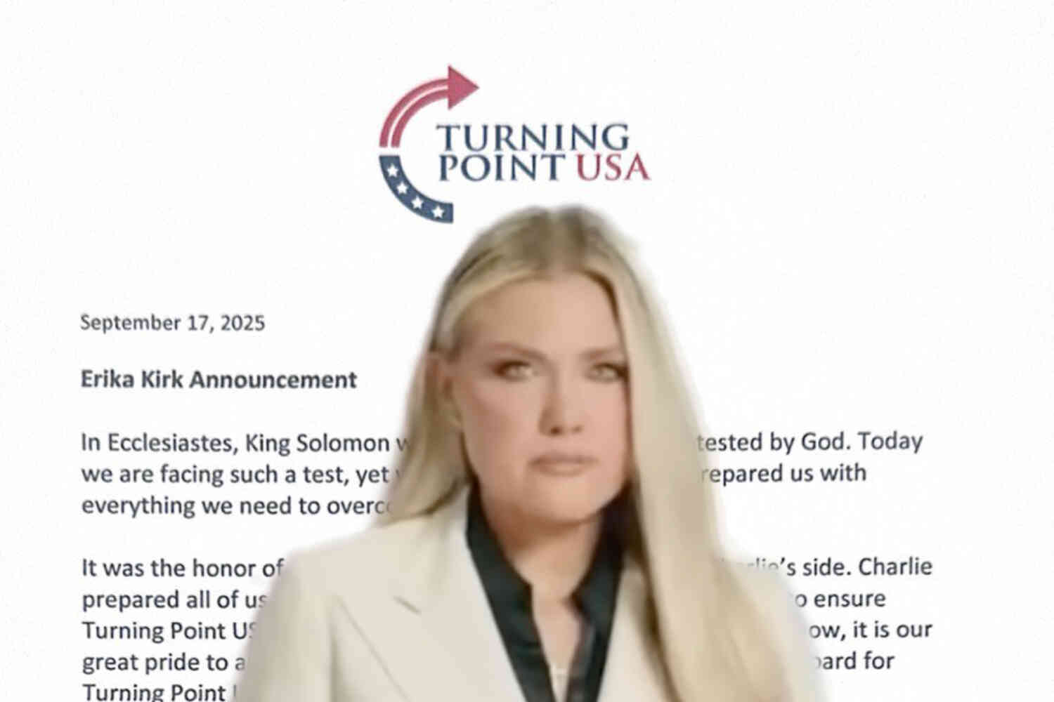 Image for article: Turning Point USA unanimously elects Erika Kirk as new CEO
