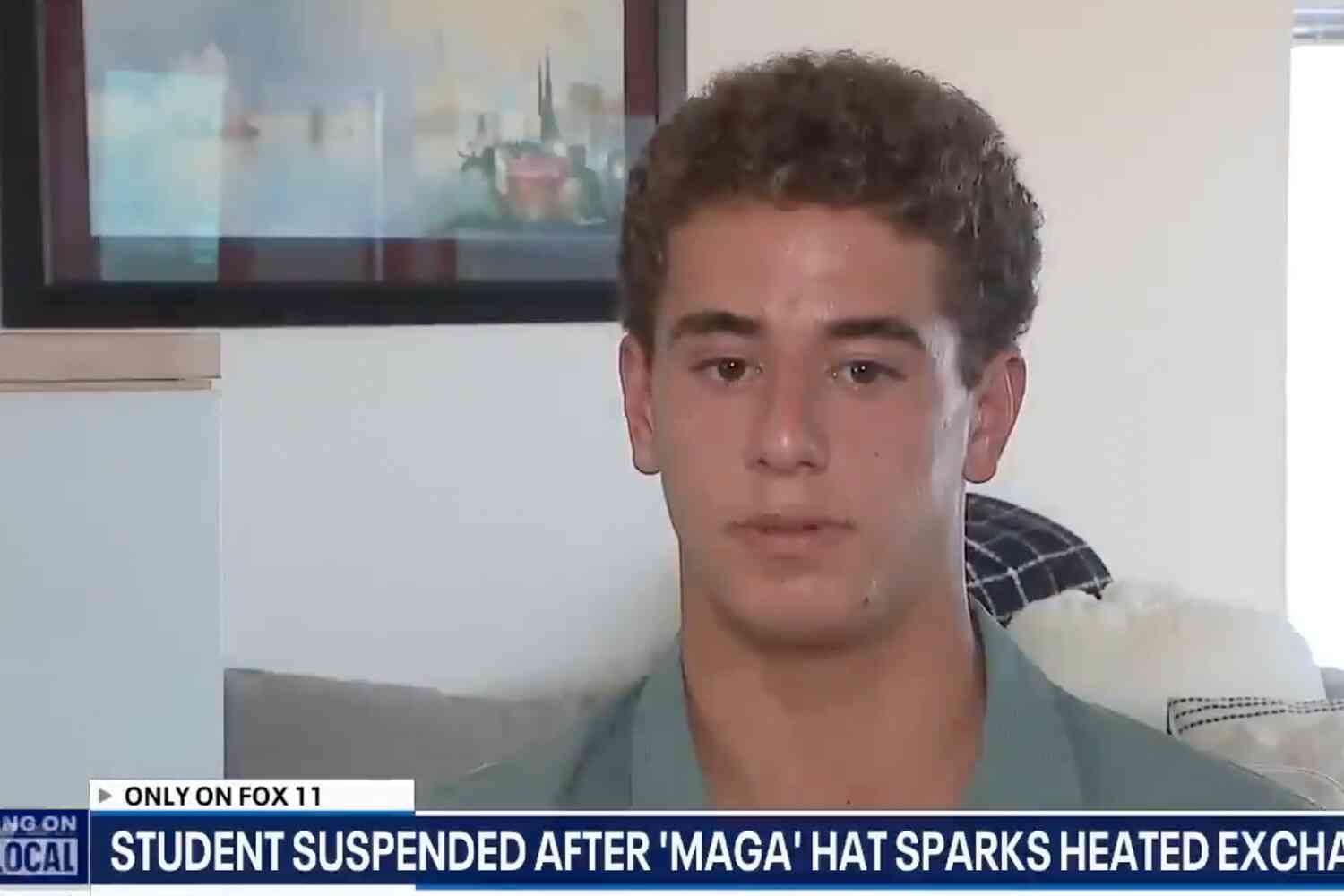 Thumbnail for California teen says HE was suspended after female student threw his MAGA hat in the trash. He told her to “feel free” to move to Canada.