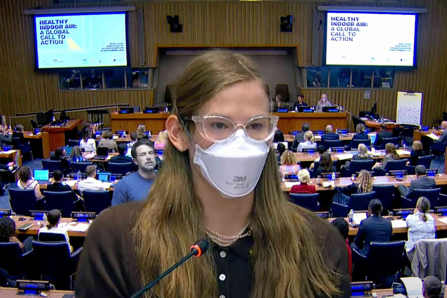 Thumbnail for Daughter of Ben Affleck and Jennifer Garner tells UN General Assembly that "filtered air" is human right