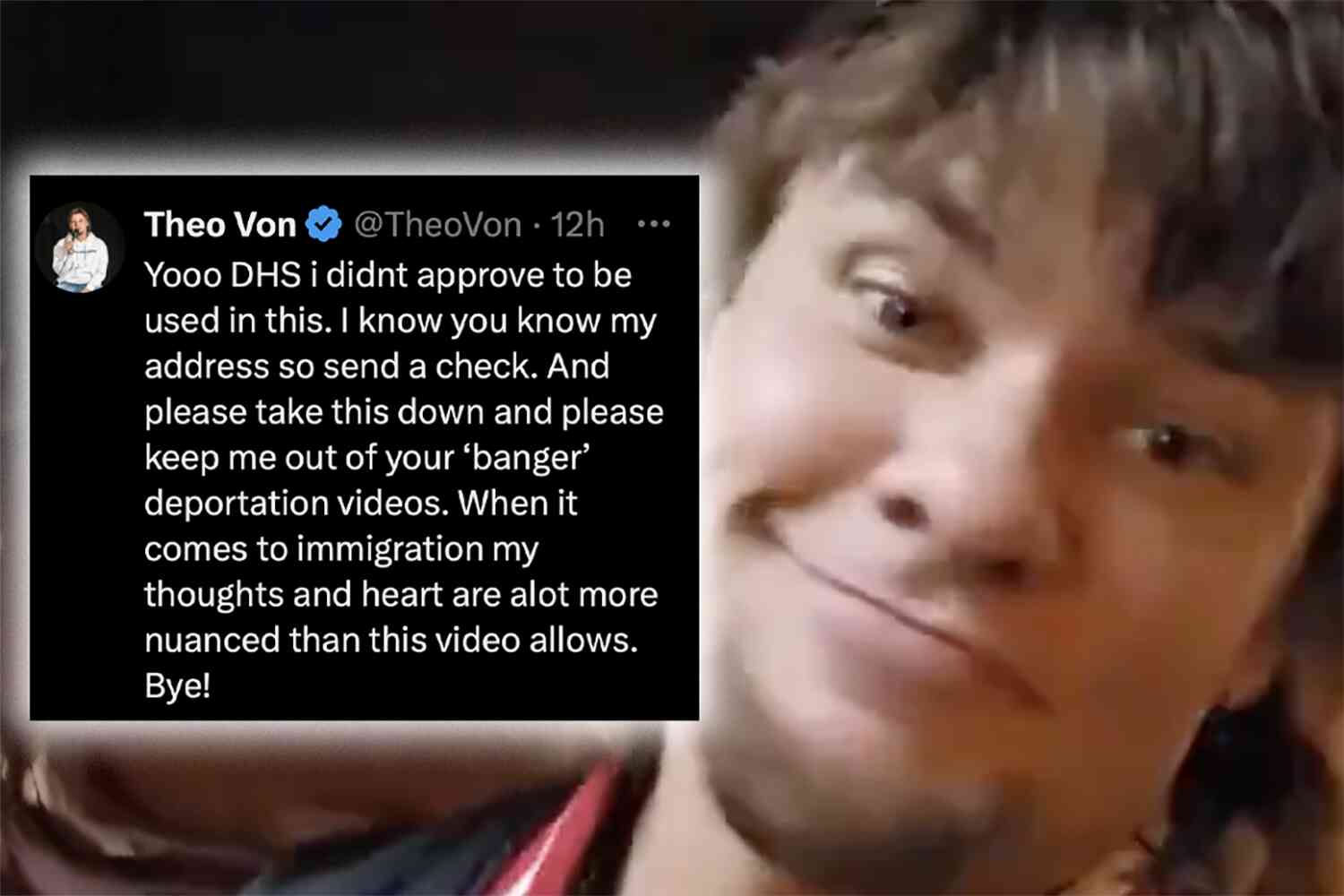 Thumbnail for Homeland Security used Theo Von in a "banger" tweet but then deleted it