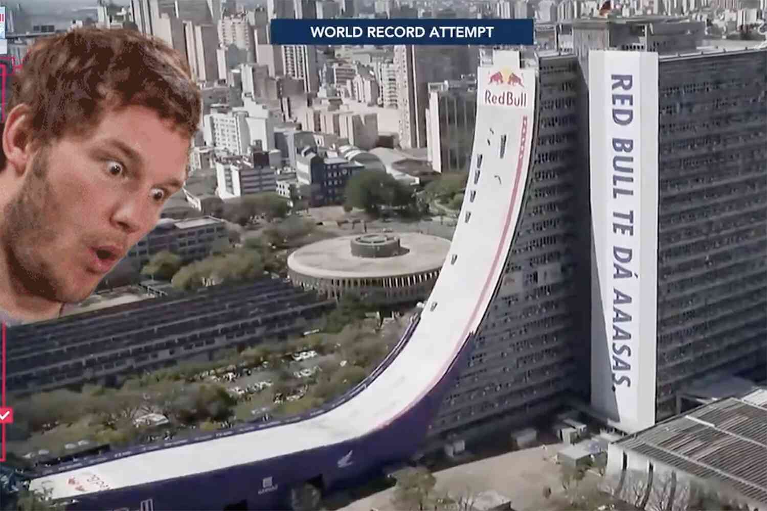 Thumbnail for Skateboarder breaks two world records on drop from 22-story building