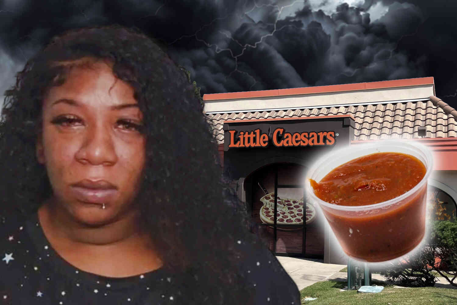 Thumbnail for Woman arrested for wrecking Little Caesar's Pizza over $1 surcharge for sauce