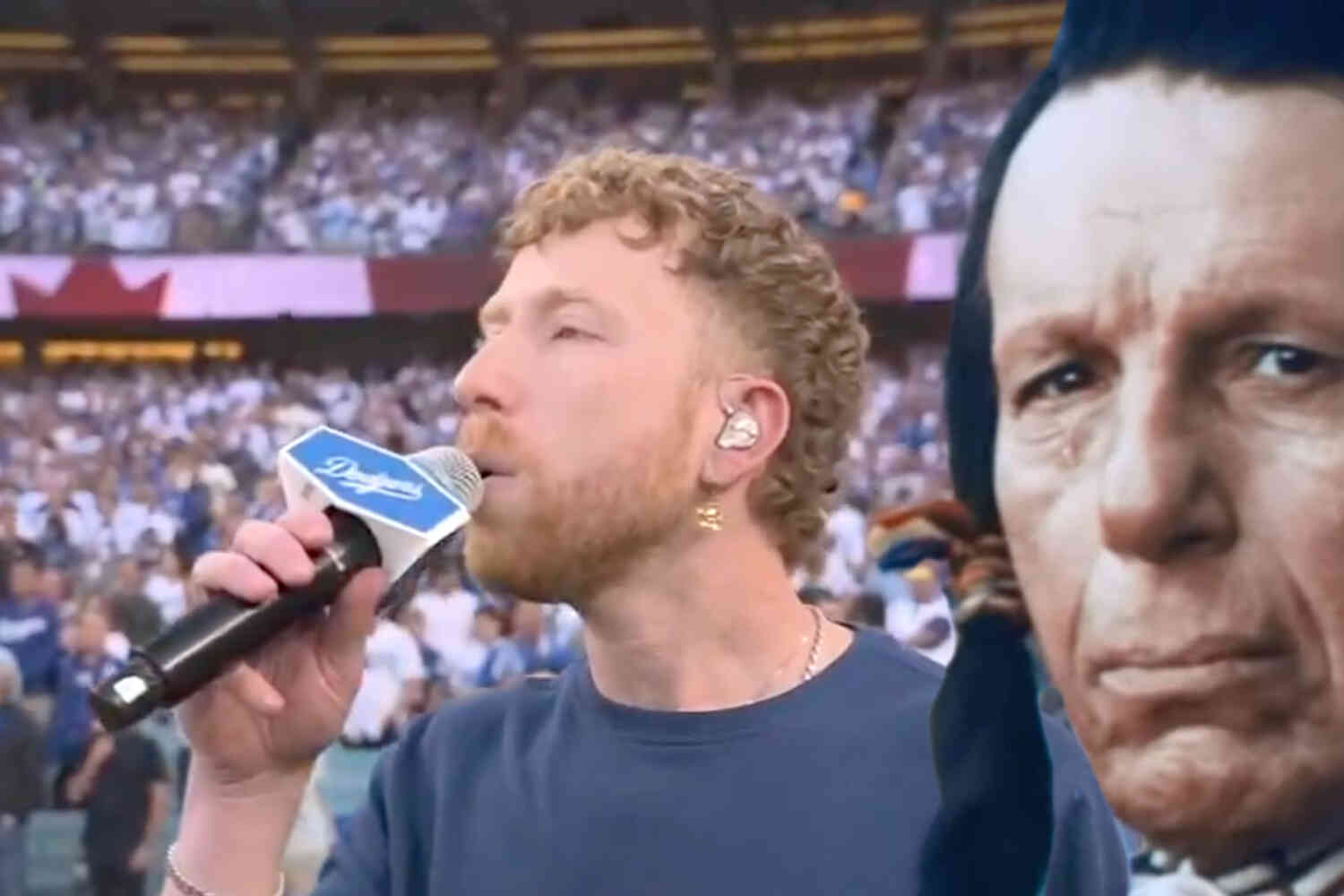 Thumbnail for Woke singer changes Canadian national anthem during World Series game to "our home on native land"