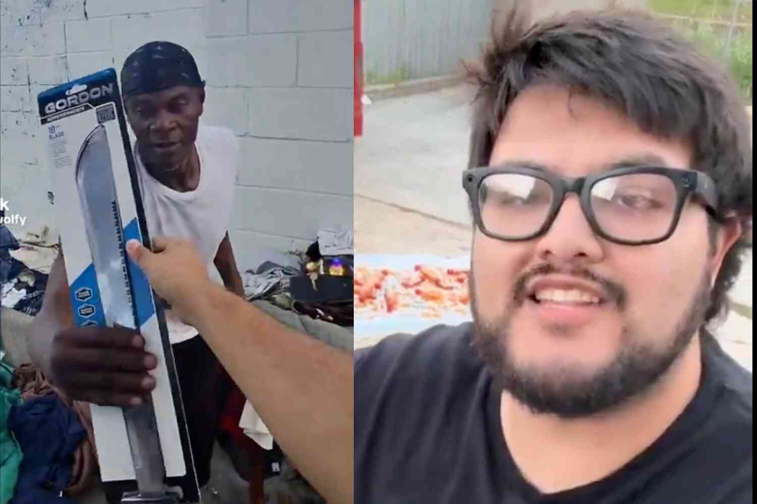 Thumbnail for "It's good for the clicks": This guy is traveling the country to give machetes and alcohol to the homeless 😑