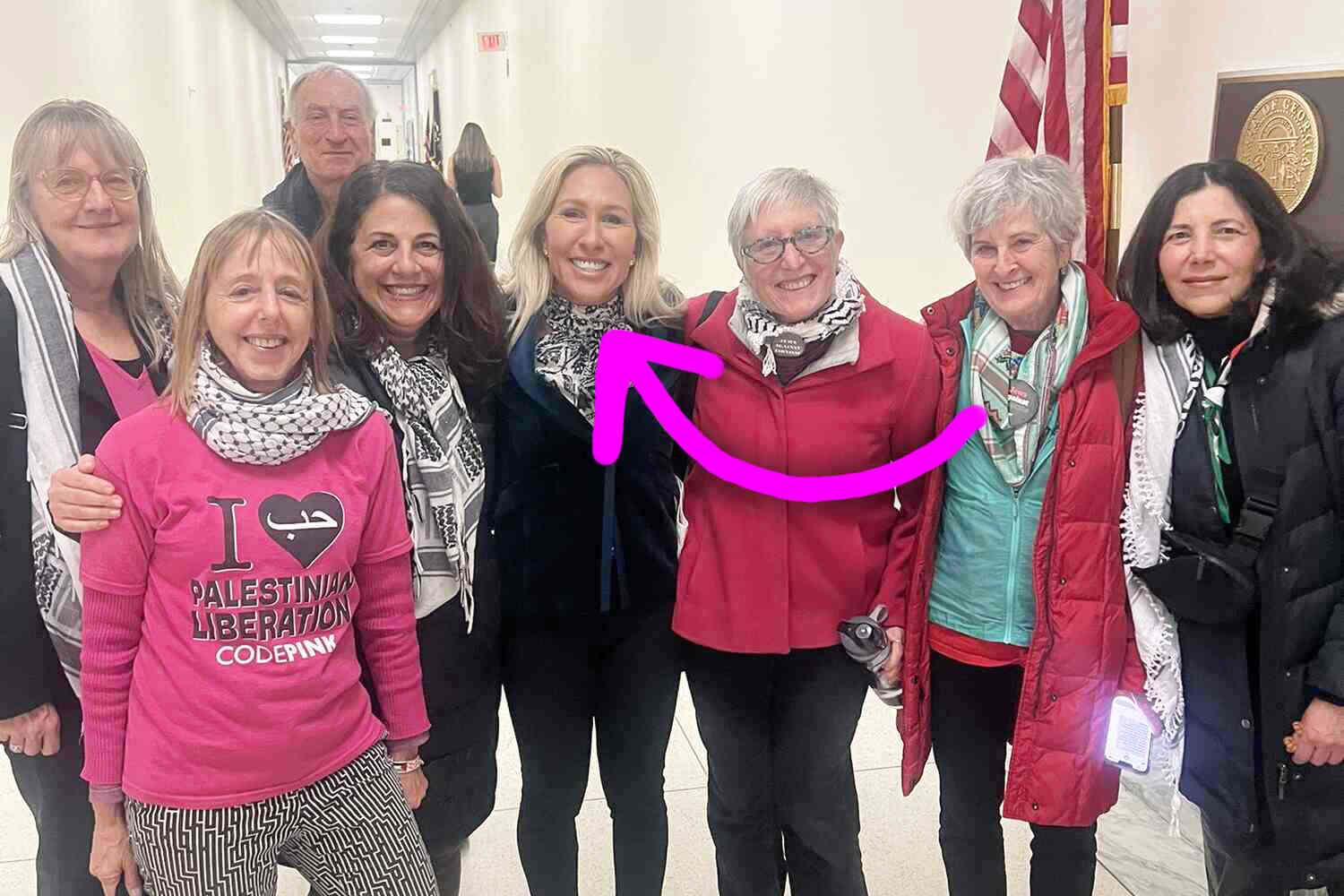 Thumbnail for "America-First" Rep. Marjorie Taylor Greene is all smiles while meeting with ... Code Pink?
