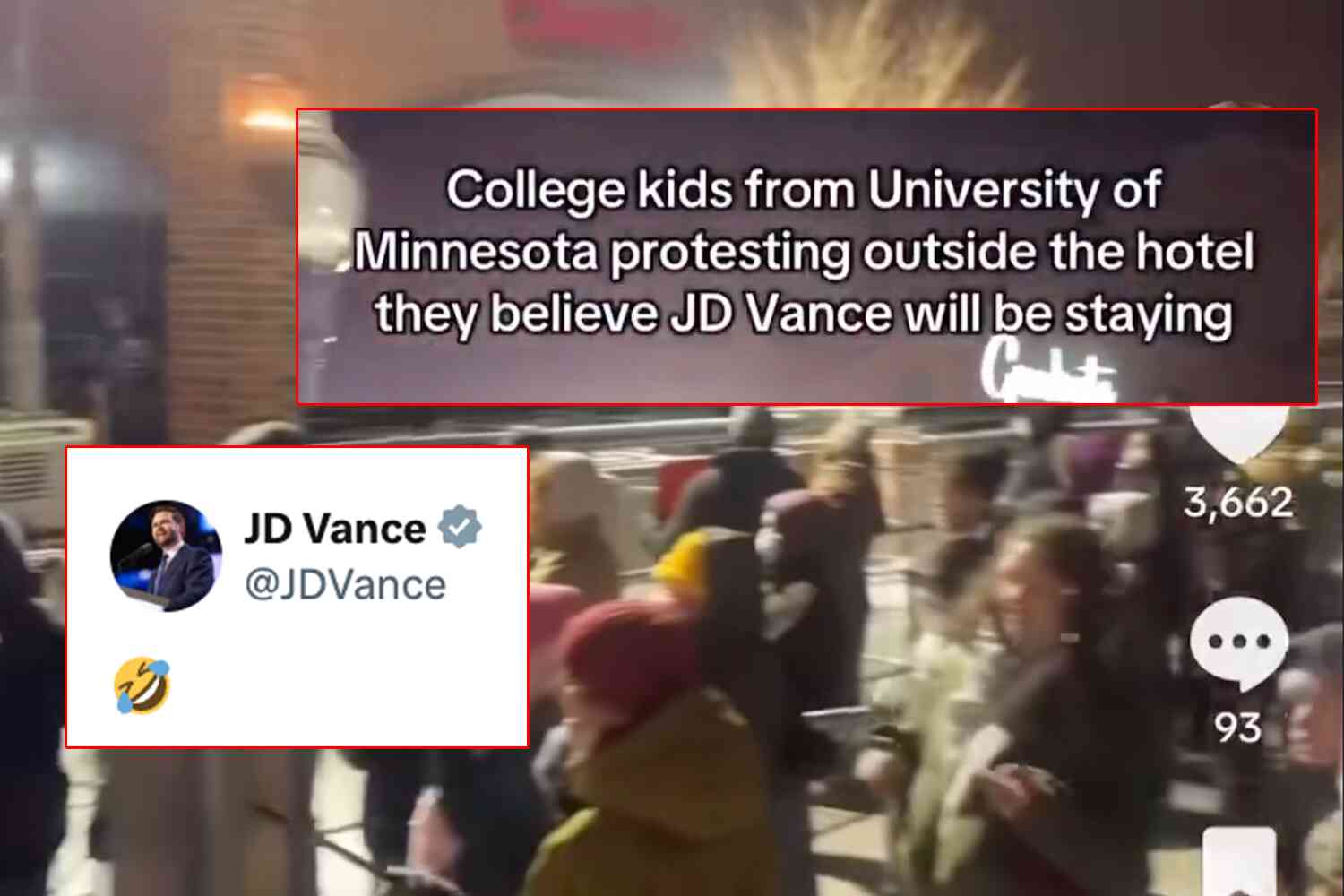 Thumbnail for Minnesota protesters banged pots in -15º weather outside JD Vance's hotel. Vance was already back in DC.