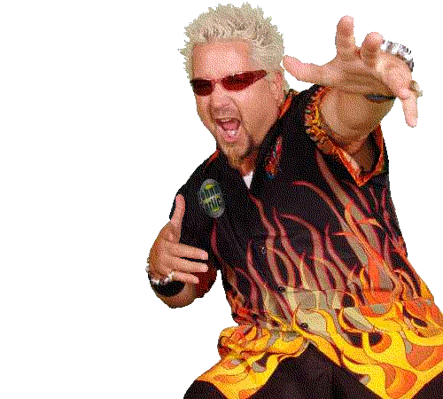 Guy Fieri with flame shirt being evicted